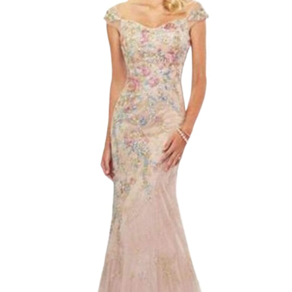 Montage by Mon Cheri 118966 Prom Dresses Champagne/Multi Size 10